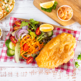 BATTERED HOKI & GREENS