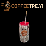 Re-Usable Glass Coffeetreat Latte Cups with straw